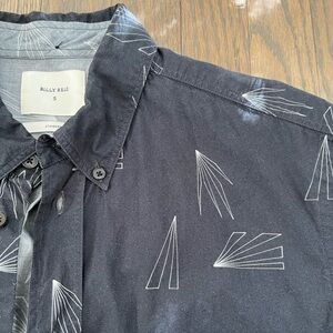 SMALL Billy Reid Short Sleeve Tuscumbia Shirt - Navy Blue
